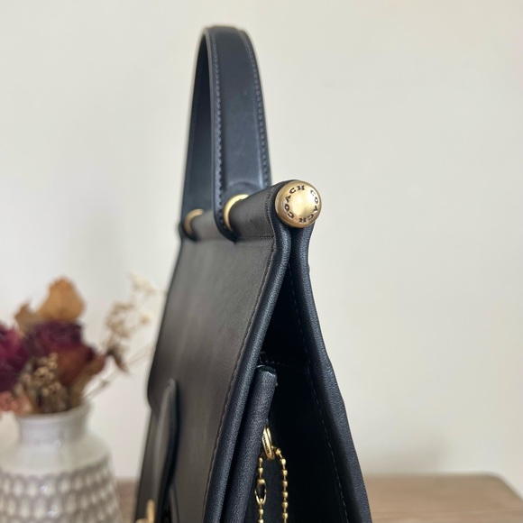 Coach Black Willis Top Handle Leather Satchel - Picture 8 of 16